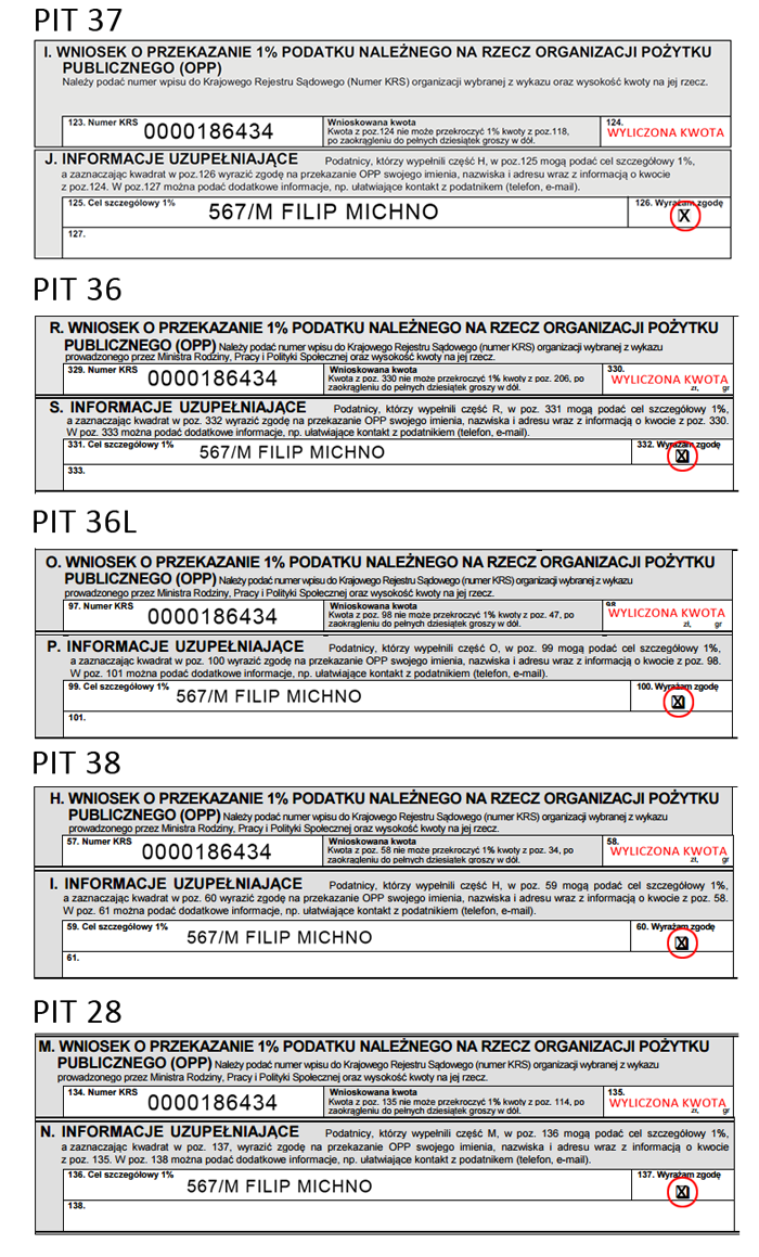 Instrukcja przekazania 1,5% Filip Michno